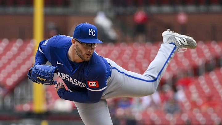 Kansas City Royals starting pitcher Noah Cameron (65) pitches against the St. Louis Cardinals during the first inning at Busch Stadium on June 5.