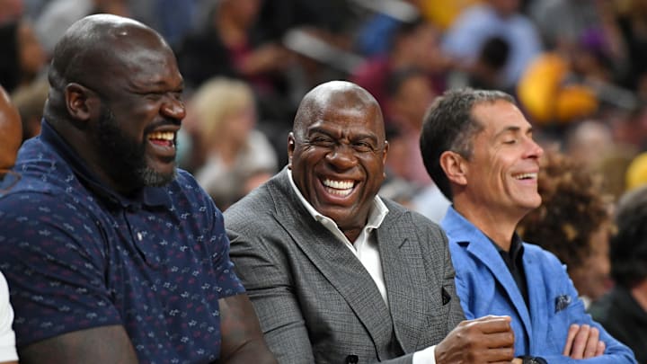 Los Angeles Lakers, Shaquille O'Neal, Magic Johnson, Rob Pelinka Los Angeles Lakers, Shaquille O'Neal, Magic Johnson, Rob Pelinka