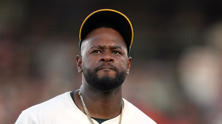 Jul 5, 2025; West Sacramento, California, USA; Athletics pitcher Luis Severino (40) during the third inning against the San Francisco Giants at Sutter Health Park. Mandatory Credit: Darren Yamashita-Imagn Images Jul 5, 2025; West Sacramento, California, USA; Athletics pitcher Luis Severino (40) during the third inning against the San Francisco Giants at Sutter Health Park. Mandatory Credit: Darren Yamashita-Imagn Images