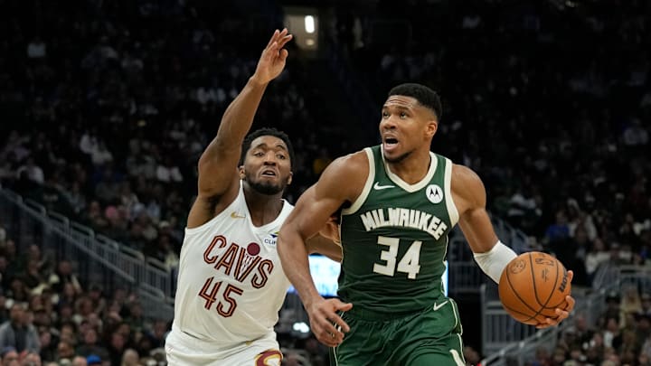  Donovan Mitchell, Cleveland Cavaliers and Giannis Antetokounmpo, Milwaukee Bucks