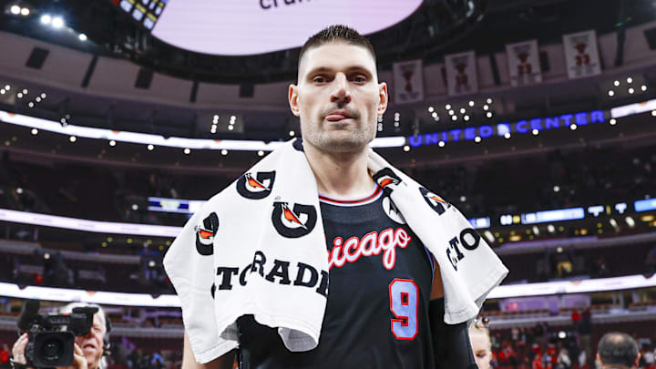 Jan 14, 2026; Chicago, Illinois, USA; Chicago Bulls center Nikola Vucevic (9). Mandatory Credit: Kamil Krzaczynski-Imagn Images