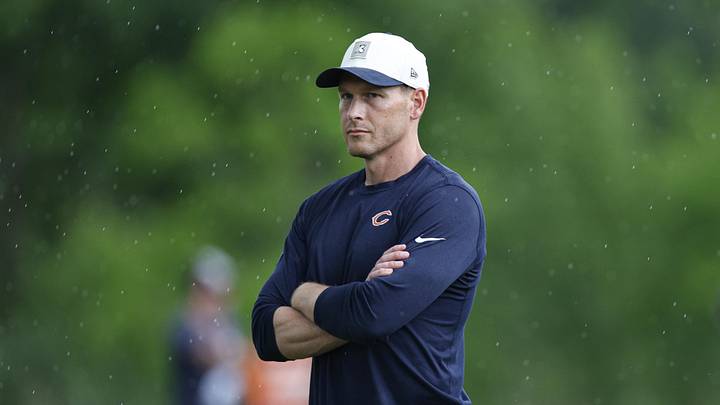 Jun 11, 2026; Lake Forest, IL, USA; Chicago Bears head coach Ben Johnson looks on during Minicamp at Halas Hall. Mandatory Credit: Kamil Krzaczynski-Imagn Images