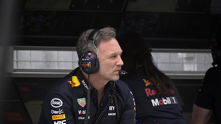 Jun 8, 2024; Montreal, Quebec, CAN; Red Bull Racing CEO and team principal Christian Horner in the pit lane at Circuit Gilles Villeneuve. Mandatory Credit: Eric Bolte-Imagn Images Jun 8, 2024; Montreal, Quebec, CAN; Red Bull Racing CEO and team principal Christian Horner in the pit lane at Circuit Gilles Villeneuve. Mandatory Credit: Eric Bolte-Imagn Images