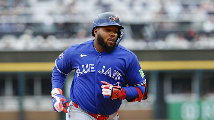 Toronto Blue Jays first baseman Vladimir Guerrero Jr. rounds the bases. Toronto Blue Jays first baseman Vladimir Guerrero Jr. rounds the bases.