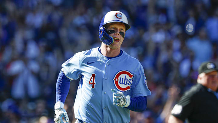 Chicago Cubs' Pete Crow-Armstrong (4) rounds the bases after hitting a two-run home run against the St. Louis Cardinals.