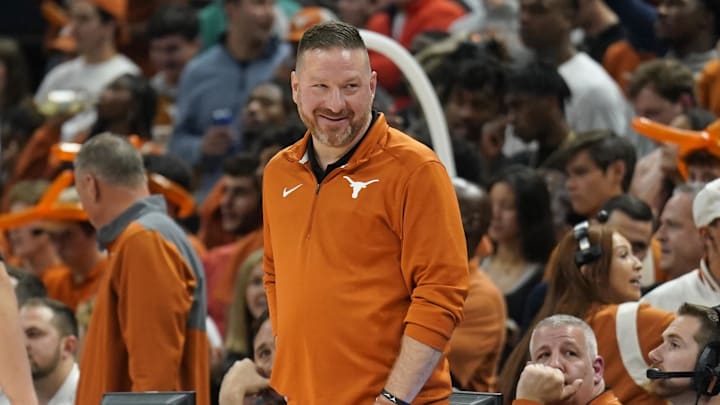 Texas Longhorns head coach Chris Beard reacts during the second half against the Creighton Bluejays Texas Longhorns head coach Chris Beard reacts during the second half against the Creighton Bluejays