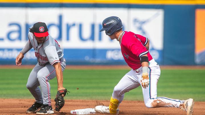 Blue Wahoos Cam Cannarella makes it to second base as the Blue Wahoos take on the Chattanooga Lookouts at Blue Wahoos Stadium Sunday, June 7, 2026. Blue Wahoos Cam Cannarella makes it to second base as the Blue Wahoos take on the Chattanooga Lookouts at Blue Wahoos Stadium Sunday, June 7, 2026.