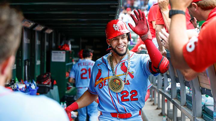 Aug 15, 2026; Chicago, Illinois, USA; St. Louis Cardinals left fielder Joshua Baez (22) celebrates with teammates in the dugout after hitting a two-run home run against the Chicago Cubs during the sixth inning at Wrigley Field. Mandatory Credit: Kamil Krzaczynski-Imagn Images Aug 15, 2026; Chicago, Illinois, USA; St. Louis Cardinals left fielder Joshua Baez (22) celebrates with teammates in the dugout after hitting a two-run home run against the Chicago Cubs during the sixth inning at Wrigley Field. Mandatory Credit: Kamil Krzaczynski-Imagn Images
