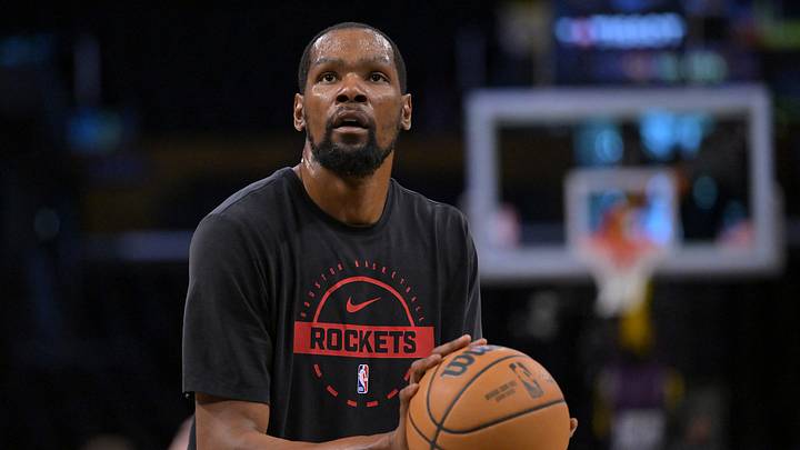 Houston Rockets forward Kevin Durant (7) warms up prior to game two of the first round of the 2026 NBA Playoffs against the Los Angeles Lakers at Crypto.com Arena on April 21, 2026. Houston Rockets forward Kevin Durant (7) warms up prior to game two of the first round of the 2026 NBA Playoffs against the Los Angeles Lakers at Crypto.com Arena on April 21, 2026.
