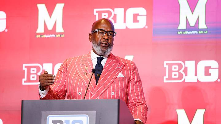 Jul 30, 2026; Chicago, IL, USA; Maryland Football head coach Michael Locksley speaks during Big Ten Media Days at Hilton Chicago. Mandatory Credit: Kamil Krzaczynski-Imagn Images