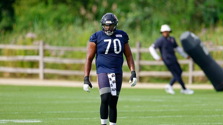 Chicago Bears offensive tackle Braxton Jones. Chicago Bears offensive tackle Braxton Jones.