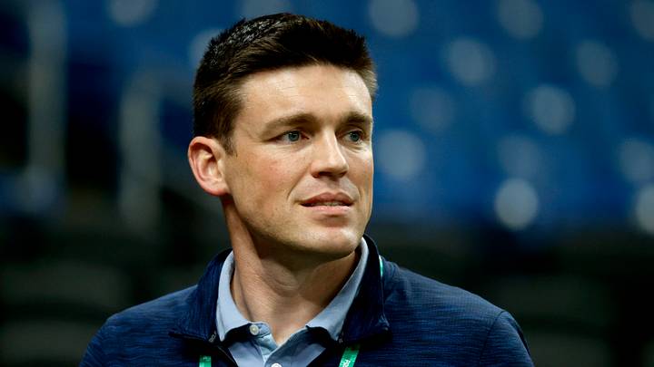 Oct 7, 2021; St. Petersburg, Florida, USA; Tampa Bay Rays general manager Erik Neander before game one of the 2021 ALDS at Tropicana Field. Mandatory Credit: Kim Klement-USA TODAY Sports
