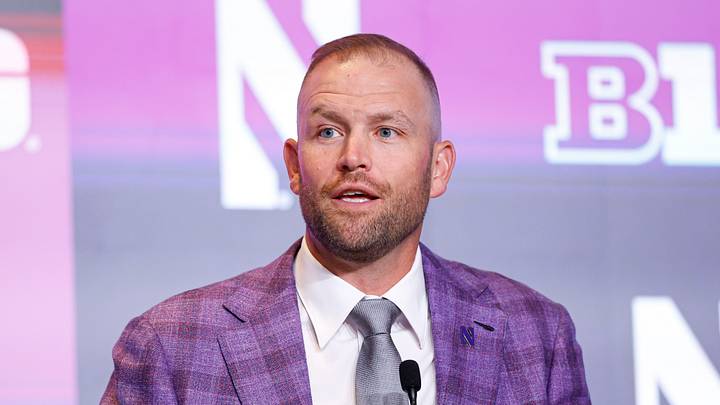 Jul 30, 2026; Chicago, IL, USA; Northwestern Football head coach David Braun speaks during Big Ten Media Days at Hilton Chicago. Jul 30, 2026; Chicago, IL, USA; Northwestern Football head coach David Braun speaks during Big Ten Media Days at Hilton Chicago.