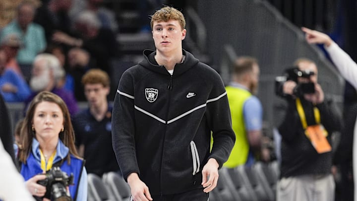Mar 14, 2025; Charlotte, NC, USA; Duke basketball forward Cooper Flagg (2) walks to the bench during the first half against the North Carolina Tar Heels at Spectrum Center.
