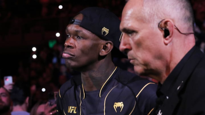 Sep 9, 2023; Sydney, NSW, AUSTRALIA; Israel Adesanya prepares to fight Sean Strickland (not pictured) during UFC 293 at Qudos Bank Arena. Sep 9, 2023; Sydney, NSW, AUSTRALIA; Israel Adesanya prepares to fight Sean Strickland (not pictured) during UFC 293 at Qudos Bank Arena.