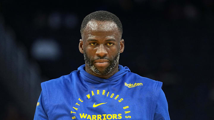 Dec 15, 2024; San Francisco, California, USA; Golden State Warriors forward Draymond Green (23) before the game against the Dallas Mavericks at Chase Center. 