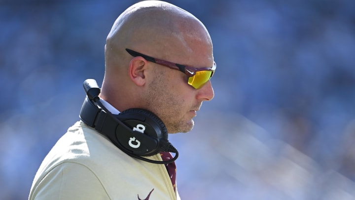 Minnesota coach P.J. Fleck in the second quarter at Kenan Memorial Stadium in Chapel Hill, N.C., on Sept. 16, 2023. Minnesota coach P.J. Fleck in the second quarter at Kenan Memorial Stadium in Chapel Hill, N.C., on Sept. 16, 2023.