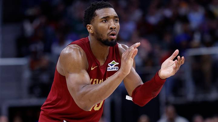 Mar 28, 2025; Detroit, Michigan, USA; Cleveland Cavaliers guard Donovan Mitchell (45) celebrates during the second half against the Detroit Pistons at Little Caesars Arena. Mandatory Credit: Rick Osentoski-Imagn Images Mar 28, 2025; Detroit, Michigan, USA; Cleveland Cavaliers guard Donovan Mitchell (45) celebrates during the second half against the Detroit Pistons at Little Caesars Arena. Mandatory Credit: Rick Osentoski-Imagn Images