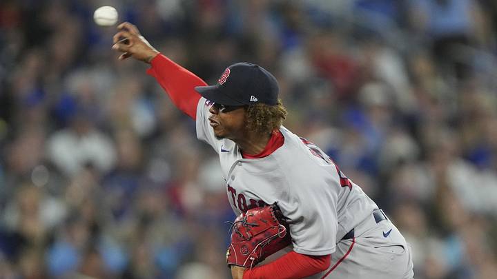 Apr 29, 2026; Toronto, Ontario, CAN; Boston Red Sox starting pitcher Brayan Bello (66) pitches to the Toronto Blue Jays during the third inning at Rogers Centre. Mandatory Credit: John E. Sokolowski-Imagn Images