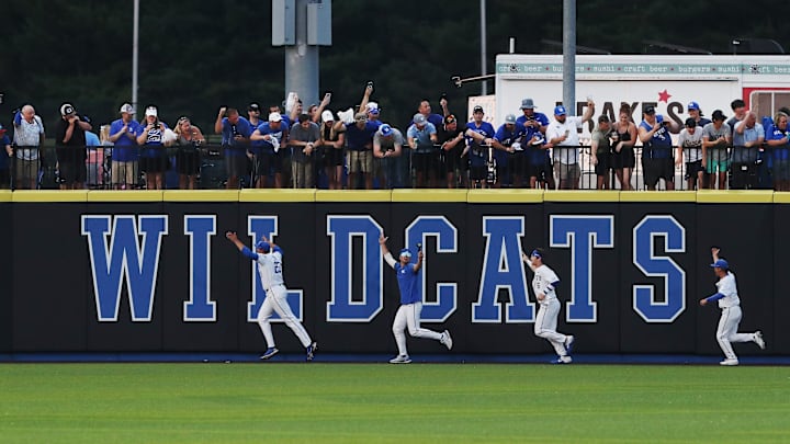 UK baseball ran a lap around Kentucky Proud Park to thank fans as they celebrated a 4-2 victory UK baseball ran a lap around Kentucky Proud Park to thank fans as they celebrated a 4-2 victory
