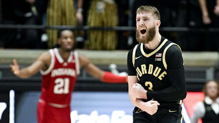 Purdue Boilermakers guard Braden Smith (3) celebrates