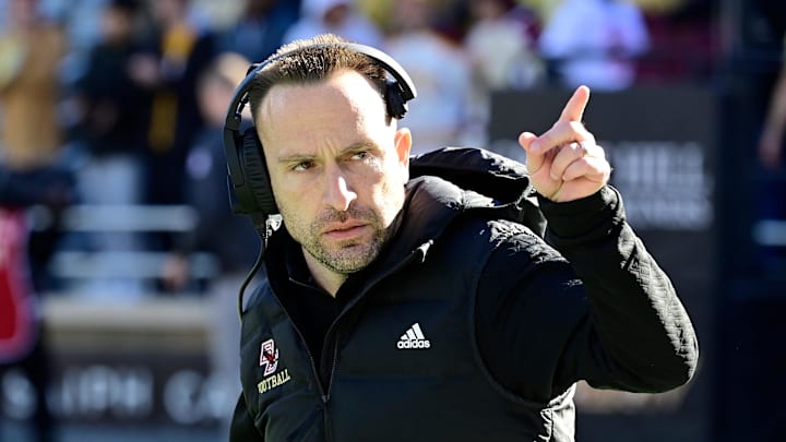 Nov 11, 2023; Chestnut Hill, Massachusetts, USA; Boston College Eagles head coach Jeff Hafley
