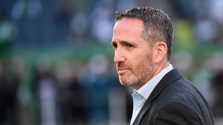 Nov 3, 2024; Philadelphia, Pennsylvania, USA; Philadelphia Eagles general manager Howie Roseman during pregame warmups against the Jacksonville Jaguars at Lincoln Financial Field. 