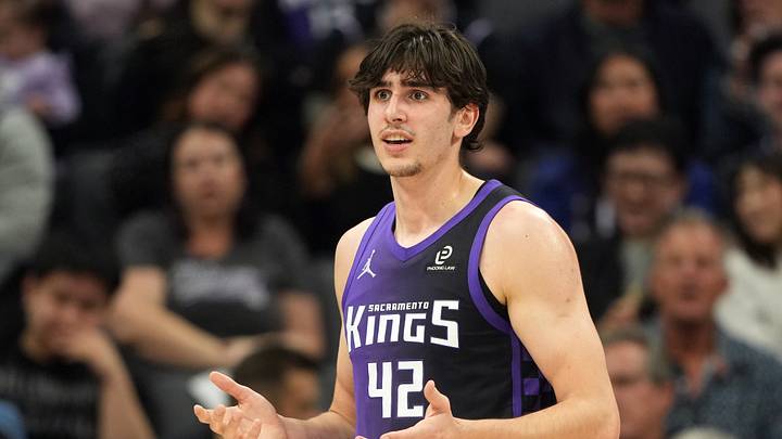 Apr 3, 2026; Sacramento, California, USA; Sacramento Kings center Maxime Raynaud (42) during the second quarter against the New Orleans Pelicans at Golden 1 Center. Mandatory Credit: Darren Yamashita-Imagn Images