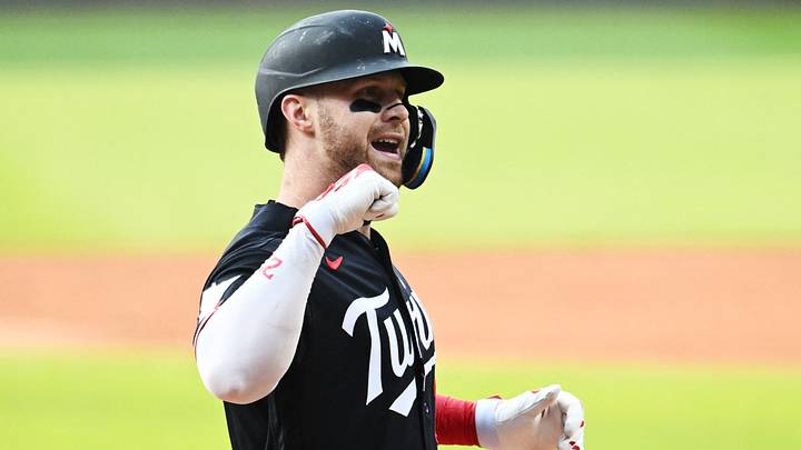 Jul 21, 2026; Cleveland, Ohio, USA; Minnesota Twins catcher Ryan Jeffers (27) celebrates after hitting a home run during the first inning against the Cleveland Guardians at Progressive Field. Mandatory Credit: Ken Blaze-Imagn Images Jul 21, 2026; Cleveland, Ohio, USA; Minnesota Twins catcher Ryan Jeffers (27) celebrates after hitting a home run during the first inning against the Cleveland Guardians at Progressive Field. Mandatory Credit: Ken Blaze-Imagn Images
