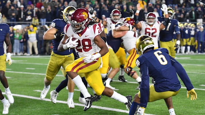 Oct 23, 2021; South Bend, Indiana, USA; Keaontay Ingram, USC Football