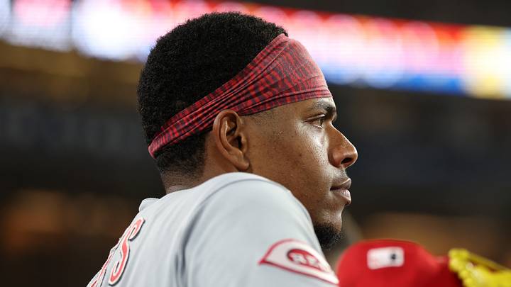 Sep 7, 2026; Los Angeles, California, USA;  Cincinnati Reds third baseman Ke'Bryan Hayes (3) looks on during the seventh inning against the Los Angeles Dodgers at Dodger Stadium. Mandatory Credit: Kiyoshi Mio-Imagn Images