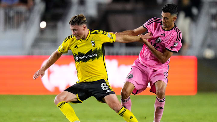 Sergio Busquets in action during the previous meeting against Columbus Crew