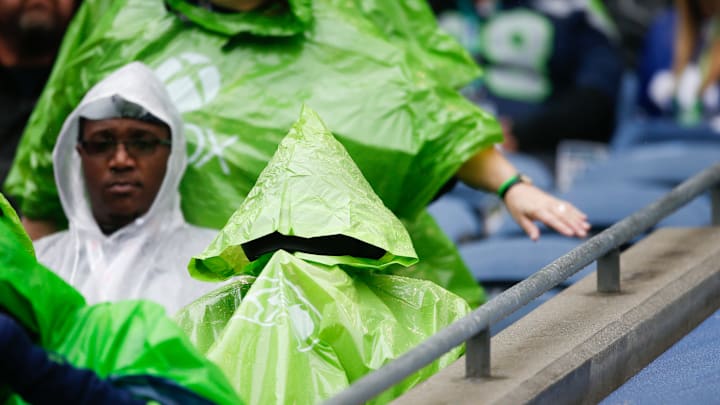 Seattle Seahawks fans getting drenched at Lumen Field Seattle Seahawks fans getting drenched at Lumen Field