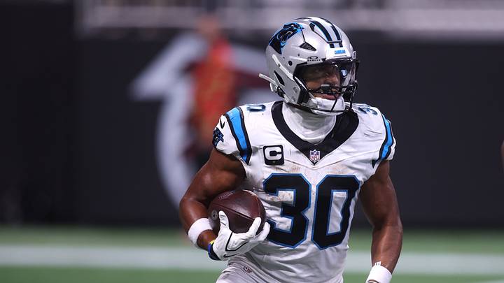 Sep 20, 2026; Atlanta, Georgia, USA; Carolina Panthers running back Chuba Hubbard (30) rushes during the fourth quarter against the Atlanta Falcons at Mercedes-Benz Stadium. Mandatory Credit: Brett Davis-Imagn Images Sep 20, 2026; Atlanta, Georgia, USA; Carolina Panthers running back Chuba Hubbard (30) rushes during the fourth quarter against the Atlanta Falcons at Mercedes-Benz Stadium. Mandatory Credit: Brett Davis-Imagn Images