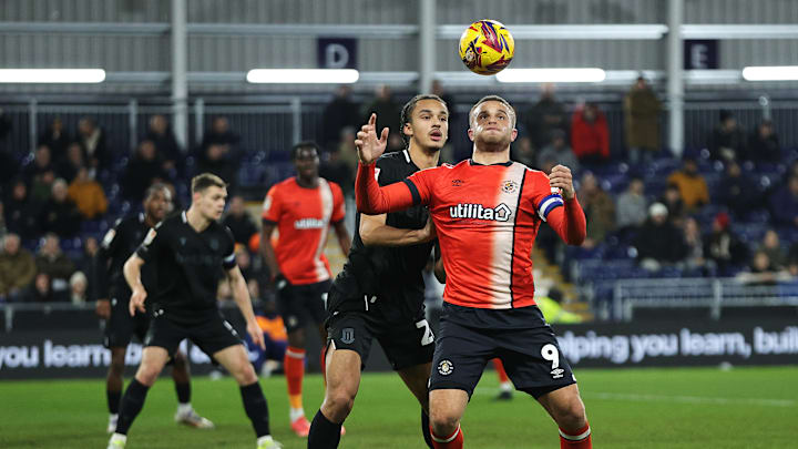 Ashley Phillips marking Luton Town's Carlton Morris on Tuesdays night