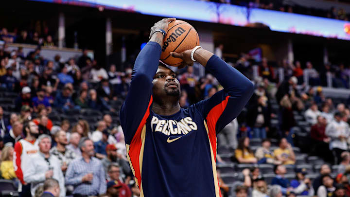 Oct 29, 2025; Denver, Colorado, USA; New Orleans Pelicans forward Zion Williamson (1) before the game against the Denver Nuggets at Ball Arena. Mandatory Credit: Isaiah J. Downing-Imagn Images Oct 29, 2025; Denver, Colorado, USA; New Orleans Pelicans forward Zion Williamson (1) before the game against the Denver Nuggets at Ball Arena. Mandatory Credit: Isaiah J. Downing-Imagn Images