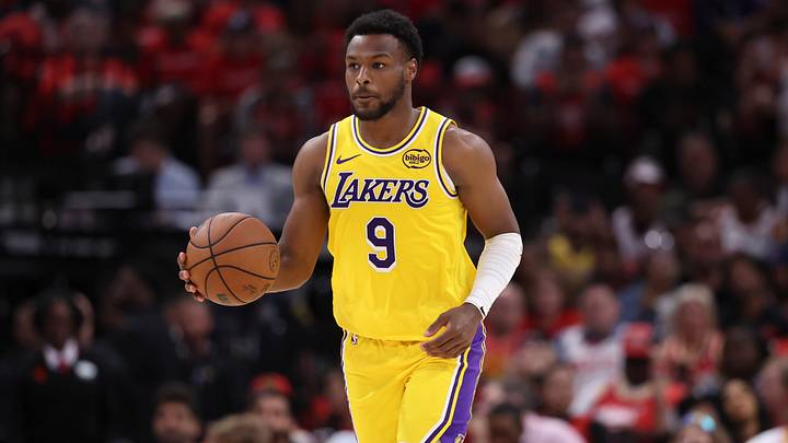 Apr 24, 2026; Houston, Texas, USA; Los Angeles Lakers guard Bronny James (9) dribbles the ball during the fourth quarter against the Houston Rockets during game three of the first round of the 2026 NBA Playoffs at Toyota Center. Mandatory Credit: Troy Taormina-Imagn Images Apr 24, 2026; Houston, Texas, USA; Los Angeles Lakers guard Bronny James (9) dribbles the ball during the fourth quarter against the Houston Rockets during game three of the first round of the 2026 NBA Playoffs at Toyota Center. Mandatory Credit: Troy Taormina-Imagn Images