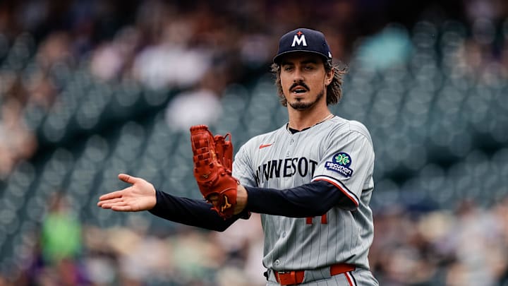 Jul 20, 2025; Denver, Colorado, USA; Minnesota Twins starting pitcher Joe Ryan (41) reacts after a play in the first inning against the Colorado Rockies at Coors Field. Mandatory Credit: Isaiah J. Downing-Imagn Images Jul 20, 2025; Denver, Colorado, USA; Minnesota Twins starting pitcher Joe Ryan (41) reacts after a play in the first inning against the Colorado Rockies at Coors Field. Mandatory Credit: Isaiah J. Downing-Imagn Images
