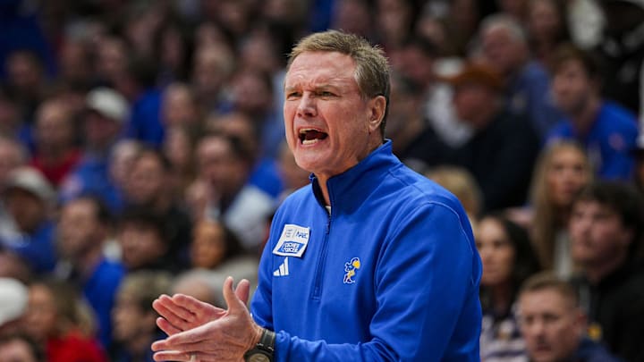 Jan 24, 2026; Columbia, Missouri, USA; Kansas Jayhawks head coach Bill Self reacts during the first half against the BYU Cougars at Mizzou Arena. Mandatory Credit: Jay Biggerstaff-Imagn Images Jan 24, 2026; Columbia, Missouri, USA; Kansas Jayhawks head coach Bill Self reacts during the first half against the BYU Cougars at Mizzou Arena. Mandatory Credit: Jay Biggerstaff-Imagn Images