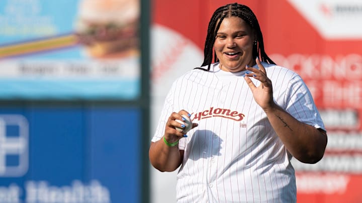 Iowa State basketball player Audi Crooks waves to the crowd before throwing a first pitch during an Iowa Cubs game at Principal Park on June 14, 2025, in Des Moines. Iowa State basketball player Audi Crooks waves to the crowd before throwing a first pitch during an Iowa Cubs game at Principal Park on June 14, 2025, in Des Moines.