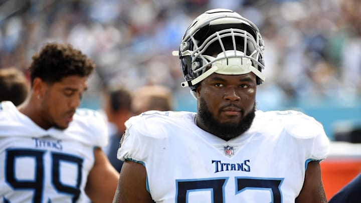Sep 17, 2023; Nashville, Tennessee, USA; Tennessee Titans defensive tackle Teair Tart (93) walks the