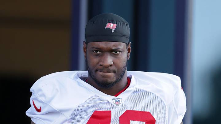 Aug 1, 2025; Tampa, FL, USA; Tampa Bay Buccaneers linebacker Chris Braswell (43) looks on before training camp at AdventHealth Training Center. Mandatory Credit: Nathan Ray Seebeck-Imagn Images Aug 1, 2025; Tampa, FL, USA; Tampa Bay Buccaneers linebacker Chris Braswell (43) looks on before training camp at AdventHealth Training Center. Mandatory Credit: Nathan Ray Seebeck-Imagn Images