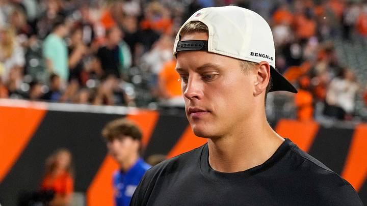 Cincinnati Bengals quarterback Joe Burrow (9) heads for the locker room after the fourth quarter of the NFL Preseason game between the Cincinnati Bengals and the Detroit Lions at Paycor Stadium in Cincinnati on Thursday, Aug. 13, 2026. The Bengals won the preseason opener, 16-14. Cincinnati Bengals quarterback Joe Burrow (9) heads for the locker room after the fourth quarter of the NFL Preseason game between the Cincinnati Bengals and the Detroit Lions at Paycor Stadium in Cincinnati on Thursday, Aug. 13, 2026. The Bengals won the preseason opener, 16-14.