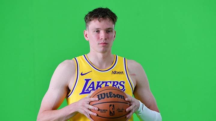 Sep 28, 2026; El Segundo, CA, USA; Los Angeles Lakers player Dalton Knecht (4) during media day at UCLA Health Training Center. Mandatory Credit: Gary A. Vasquez-Imagn Images Sep 28, 2026; El Segundo, CA, USA; Los Angeles Lakers player Dalton Knecht (4) during media day at UCLA Health Training Center. Mandatory Credit: Gary A. Vasquez-Imagn Images