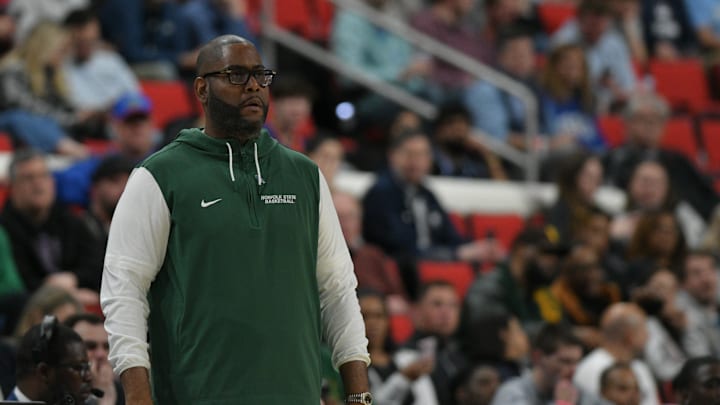 Norfolk State Spartans head coach Robert Jones looks on during the second half against the Florida Gators.