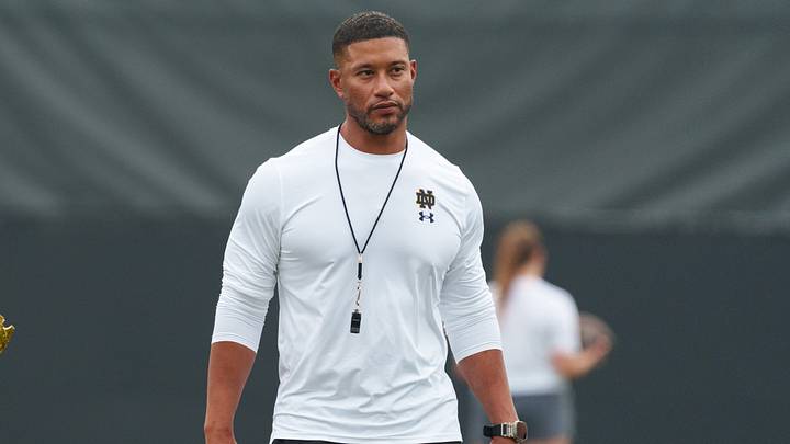 Head coach Marcus Freeman during a Notre Dame football practice at Irish Athletic Center on Thursday, Aug. 6, 2026, in South Bend. Head coach Marcus Freeman during a Notre Dame football practice at Irish Athletic Center on Thursday, Aug. 6, 2026, in South Bend.