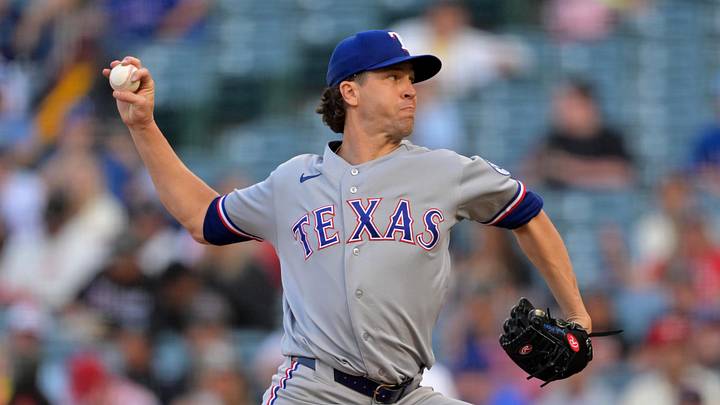 May 22, 2026; Anaheim, California, USA; Texas Rangers pitcher Jacob deGrom (48) delivers to the plate during the first inning against the Los Angeles Angels at Angel Stadium. Mandatory Credit: Jayne Kamin-Oncea-Imagn Images May 22, 2026; Anaheim, California, USA; Texas Rangers pitcher Jacob deGrom (48) delivers to the plate during the first inning against the Los Angeles Angels at Angel Stadium. Mandatory Credit: Jayne Kamin-Oncea-Imagn Images