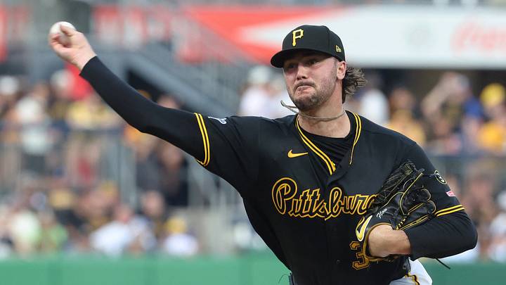Jun 9, 2026; Pittsburgh, Pennsylvania, USA;  Pittsburgh Pirates starting pitcher Paul Skenes (30) pitches against the Los Angeles Dodgers during the fifth inning at PNC Park. Mandatory Credit: Charles LeClaire-Imagn Images