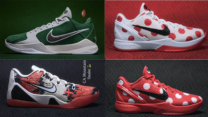 Four of the seven upcoming Nike Kobe colorways. Four of the seven upcoming Nike Kobe colorways.
