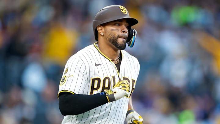 Apr 28, 2026; San Diego, California, USA; San Diego Padres shortstop Xander Bogaerts (2) runs the bases after hitting a home run during the second inning against the Chicago Cubs at Petco Park. Mandatory Credit: David Frerker-Imagn Images